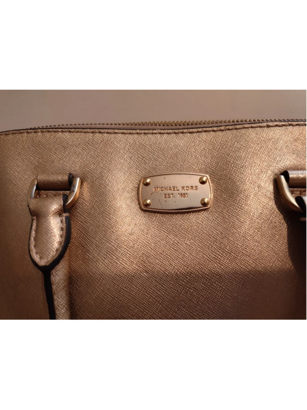 Michael Kors Gold Leather Satchel Handbag